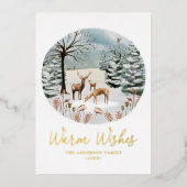 Carte De Vœux En Aluminium Voeux chauds Bois Cerfs Scène d'hiver non photo (Recto)