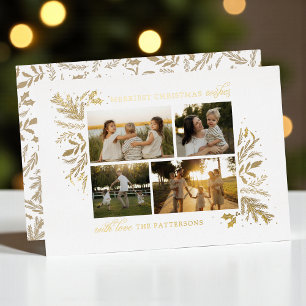 Carte De Vœux En Aluminium Vœux de Noël les plus joyeux Or Feuille 4 Photo