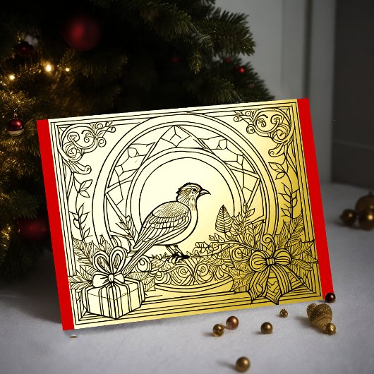 Carte De Vœux En Aluminium Vos couleurs Peau d'oiseaux de Noël