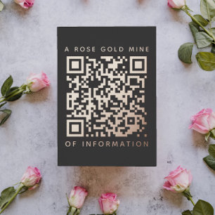Carte De Vœux En Aluminium Votre QR Code Black Rose Gold Funny Discount Card