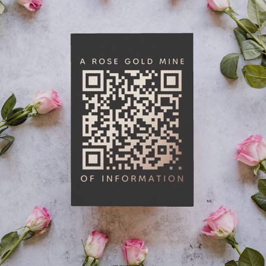 Carte De Vœux En Aluminium Votre QR Code Black Rose Gold Funny Discount Card