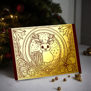 Carte De Vœux En Aluminium Votre scène de Noël en couleurs métallisées