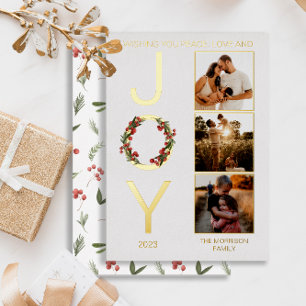 Carte De Vœux En Aluminium Vous souhaiter Paix Amour et Joie 3 Photo Noël