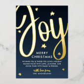 Carte De Vœux En Aluminium *VRAI FOIL* Joie Joyeux Noël / Joyeuses Fêtes (Recto)