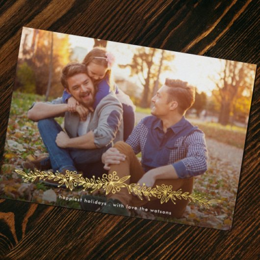 Carte De Vœux En Aluminium VRAI OR moderne Mistletoe Noël Photo