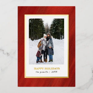 Carte De Vœux En Aluminium Watercolor Festive RED Frame Photo Noël