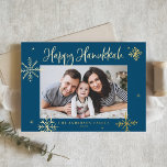Carte De Vœux En Aluminium Whimsical Snowflakes Blue Happy Hanoukka Photo<br><div class="desc">Heureux Hanoukka ! Envoyez des voeux chaleureux à votre famille et à vos amis avec cette carte Hanoukka en feuille d'or. Il comprend des flocons de neige fantaisistes et de la calligraphie moderne. Personnalisez cette carte Hanoukka photo en ajoutant vos propres détails. Ce snowflakes Hanoukka carte photo est disponible en...</div>