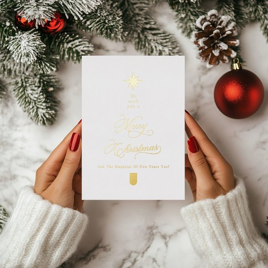 Carte De Vœux En Aluminium White Gold Foil Christmas Card