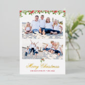 Carte De Vœux En Aluminium Winter Berry Garland 3 Photo Noël Salutation (Debout devant)