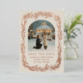 Carte De Vœux En Aluminium Winter Botanical Frame Photo Save the Date (Debout devant)