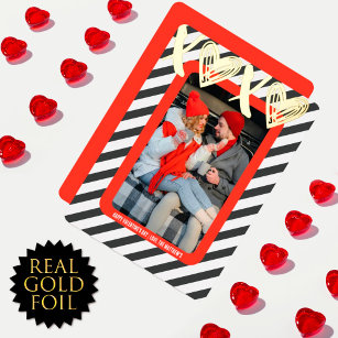 Carte De Vœux En Aluminium XOXO Heart Couple Photo Véritable Or de Valetine