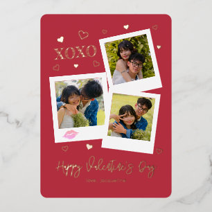Carte De Vœux En Aluminium XOXO Style de Photo Instantané pour la Saint-Valen