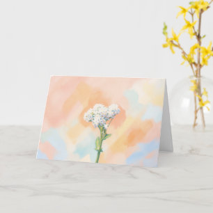 Carte de vœux en aquarelle de fleur sauvage blanch