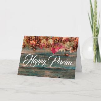 Carte de vœux en bois pliée Purim Florale
