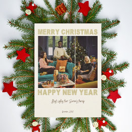 Carte de vœux en collage photo minimaliste beige