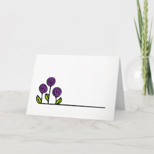 Carte de voeux en dessin de fleurs - Blanc à l'int