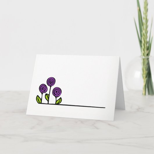 Carte de voeux en dessin de fleurs - Blanc à l'int (Devant)
