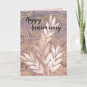 Carte de vœux en feuilles d'or rose pour anniversa