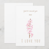 carte de voeux en fleurs de cerisier rose aquarell (Devant / Derrière)