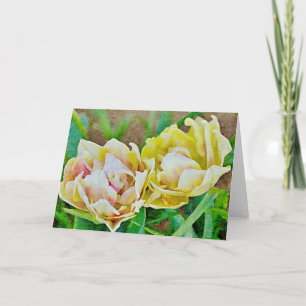 Carte de vœux en fleurs de tulipe doré Art floral