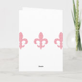 Carte de vœux en gingham rose Fleur de lis (Dos)