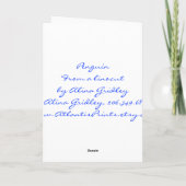 Carte de voeux en linocut bleu pingouin africain (Dos)