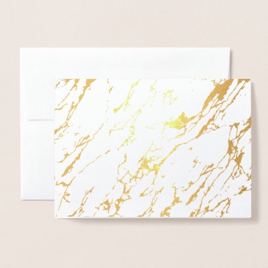 Carte de voeux en marbre moderne vierge en or réel (Derrière avec enveloppe)