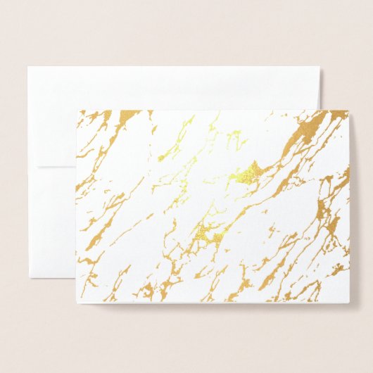 Carte de voeux en marbre moderne vierge en or réel (Devant avec enveloppe)