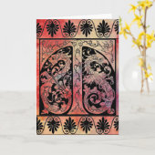 Carte de voeux en marbre rose (Fleur jaune)