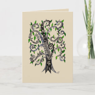 Carte de voeux en noir et blanc de l'arbre de vie