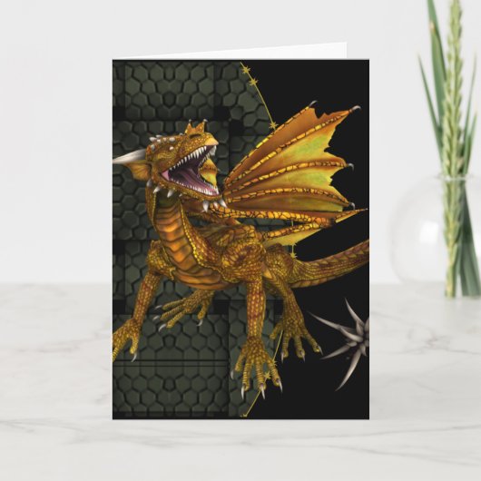 Carte de voeux en or Imaginaire Dragon (Devant)