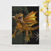 Carte de voeux en or Imaginaire Dragon (Fleur jaune)