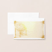 Carte de vœux en papier d'aluminium or/argent Glob (Devant avec enveloppe)