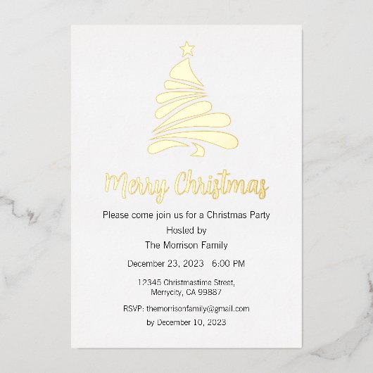 Carte de vœux en papier d'aluminium pour les fêtes (Recto)