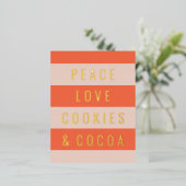 Carte de vœux en papier doré Peace & Cocoa (Debout devant)