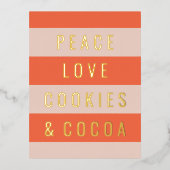 Carte de vœux en papier doré Peace & Cocoa (Recto)