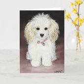 Carte de voeux en pastel d'art original de chien (Fleur jaune)