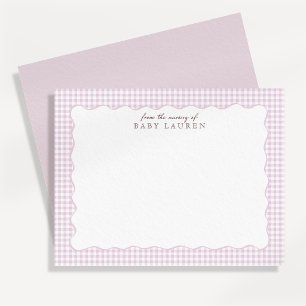 Carte de vœux en rose à carreaux pour la nurserie
