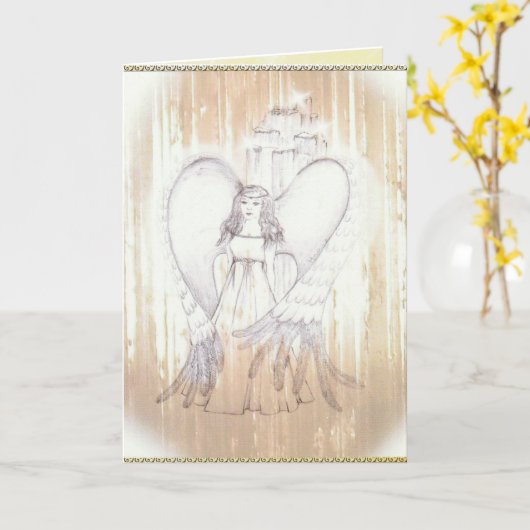 Carte de vœux en sélénite. (Fleur jaune)