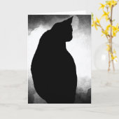 Carte de voeux en silhouette de chat noir (vide à  (Fleur jaune)