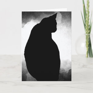Carte de voeux en silhouette de chat noir (vide à