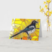 Carte de voeux en verre souillé de pie (Fleur jaune)