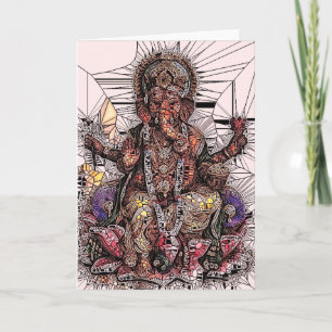 Carte de voeux en verre souillé de Sri Ganesha