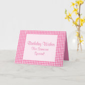 Carte de voeux En vichy rose (Fleur jaune)