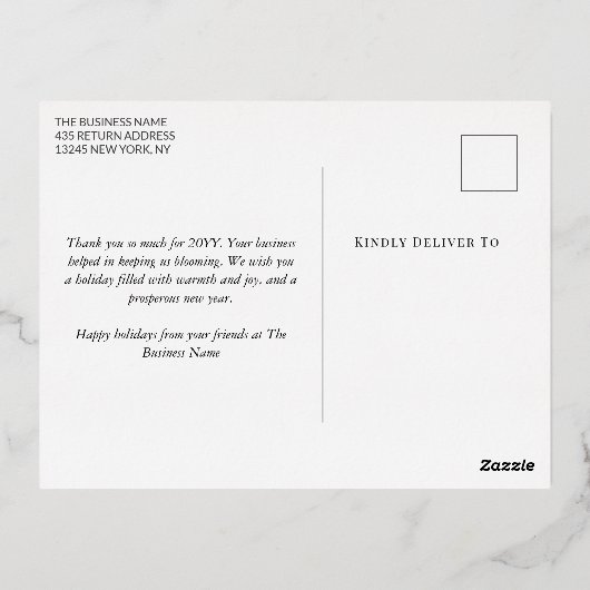 Carte de vœux entreprise Confetti Or Bleu Joyeuses (Verso)