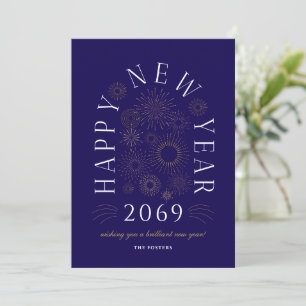 Carte de vœux entreprise feu d'artifice Nouvel An