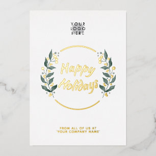 Carte de vœux entreprise Joyeuses Fêtes Or véritab