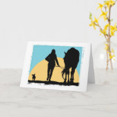 Carte de voeux équestre vierge (Fleur jaune)