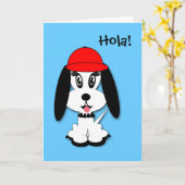 Carte de voeux espagnole de chienchien de Kute (Fleur jaune)