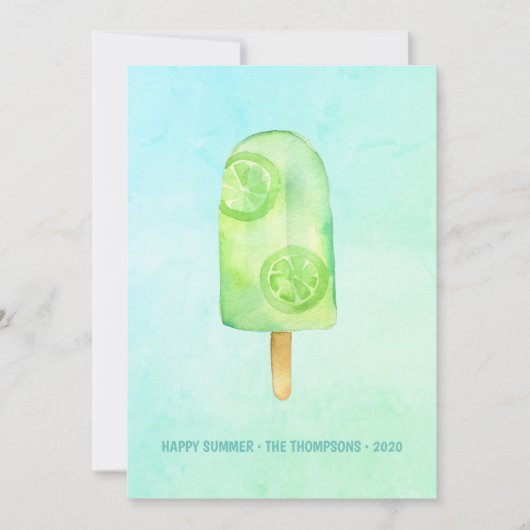 Carte de vœux estivale Popsicle aquarelle (Devant)
